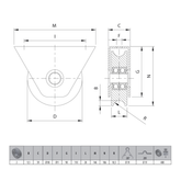 Bottom Mount Wheel 100mm dia